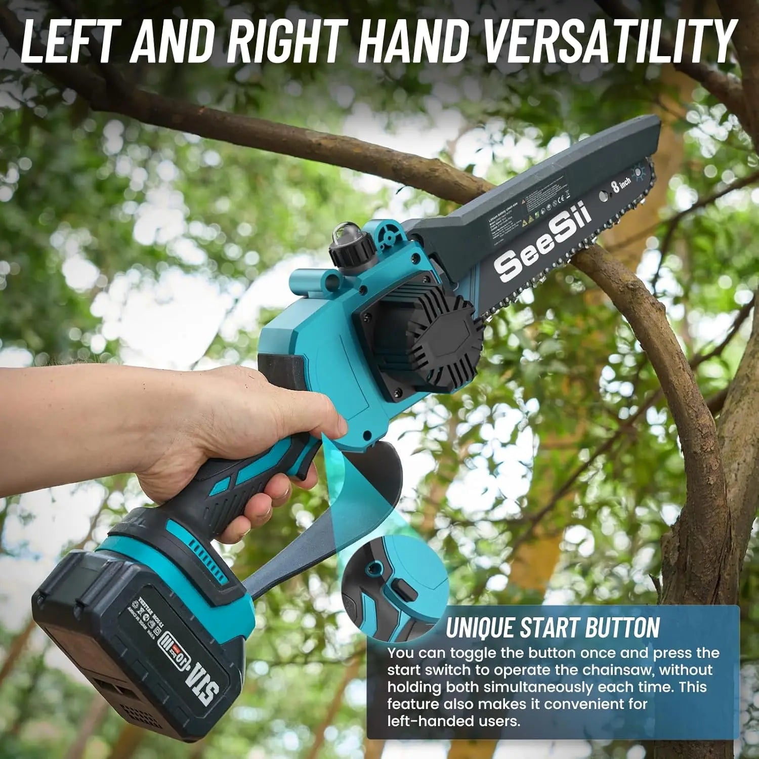 Pole Saw 8'' Cordless Electric Saws 3500W with 2.7m Extension Pole Gardening Tool For 18V Battery pin