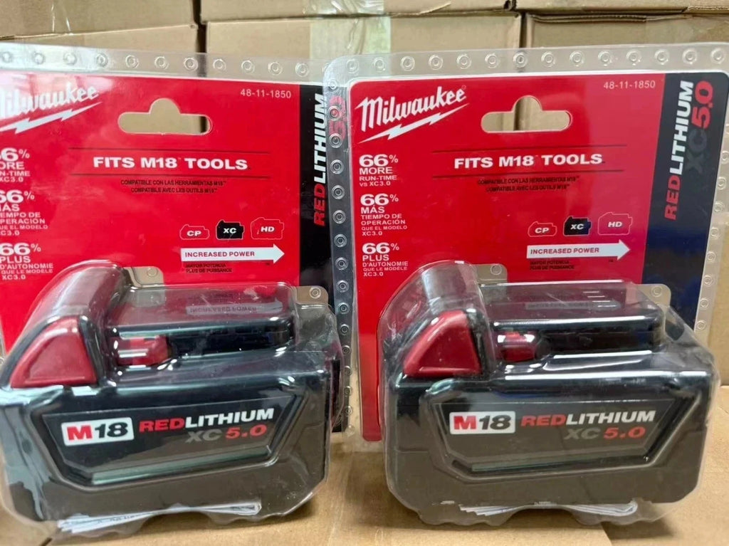 2 PCS Milwaukee 48-11-1850 M18 XC 5.0 AH 18 Volt Capacity Battery New In Pack
