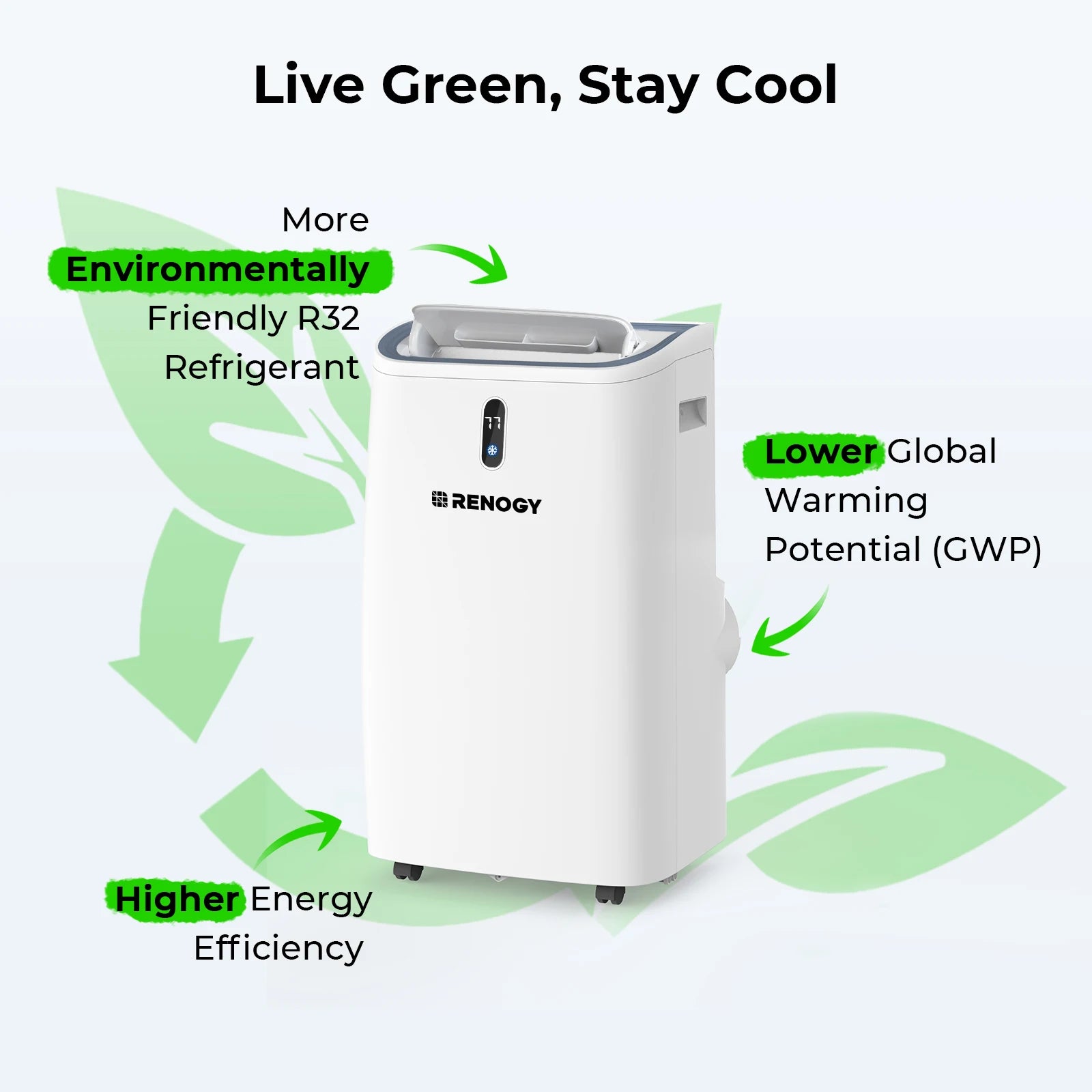 Renogy 14,000 BTU Portable Air Conditioners with Smart WiFi Enabled, Cooling, Dehumidifier, Fan & Sleep Modes 4-in-1 Portable AC
