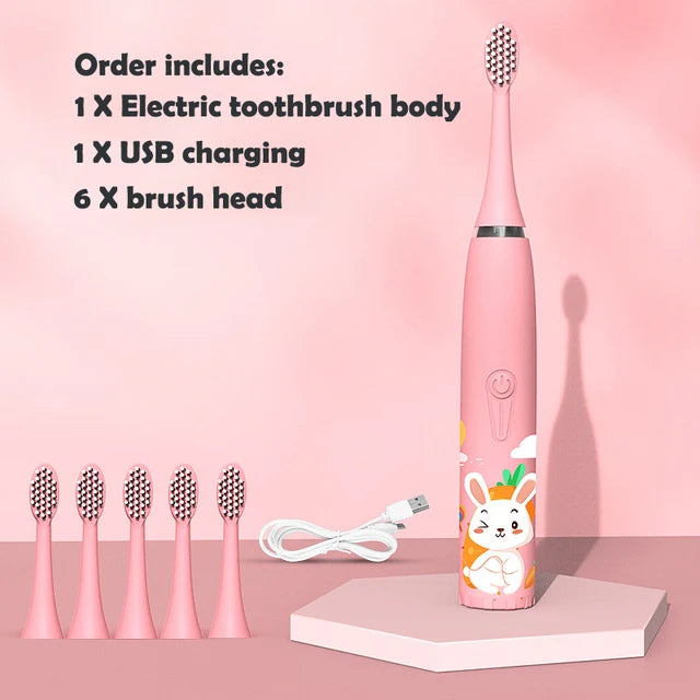Children Rechargeable Sonic Toothbrush  With Replacement Head