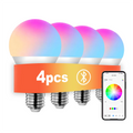 Smart Color Changing Dimmable Light Bulbs,  Bulbs with Music Sync & App Control, Smart Home Lights 4 bulbs