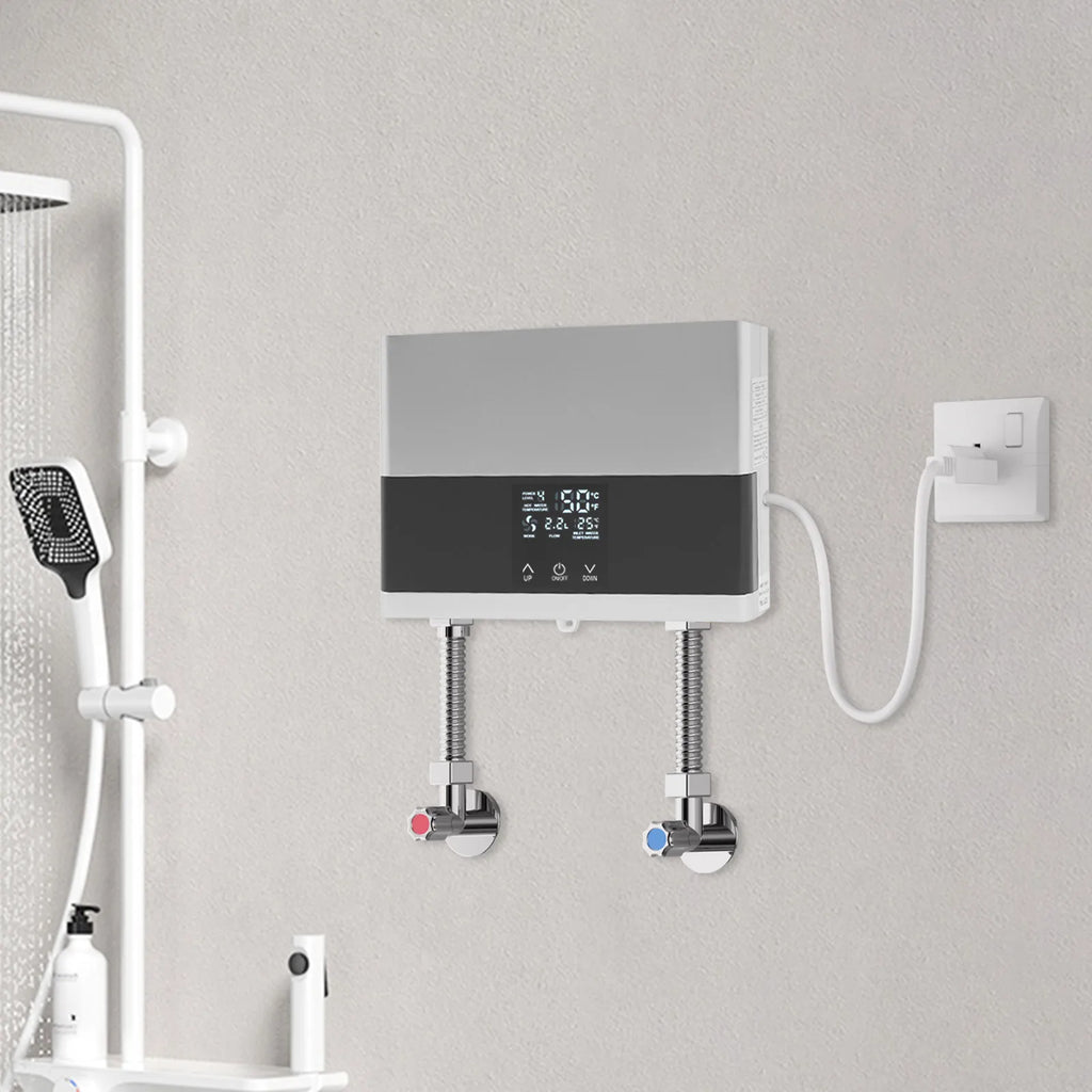 110V 4000W Mini Electric Water Heater,Silver/Gold ABS Instant Hot Water Heater with Remote Control for Kitchens