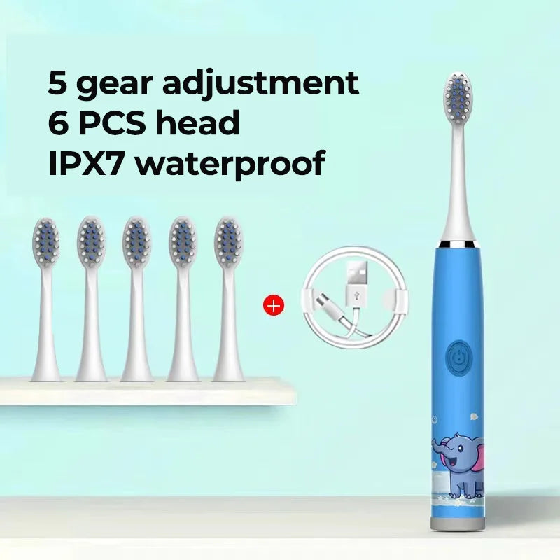 Children Rechargeable Sonic Toothbrush  With Replacement Head