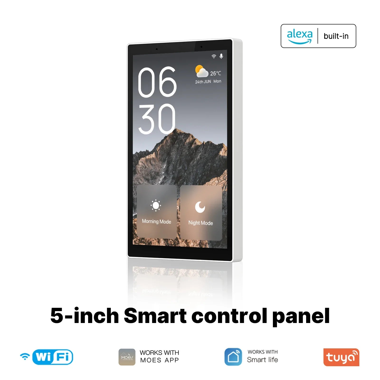 Smart 5-inch Touch Screen Smart Home Control Panel, Voice Control Alexa And ZigBee