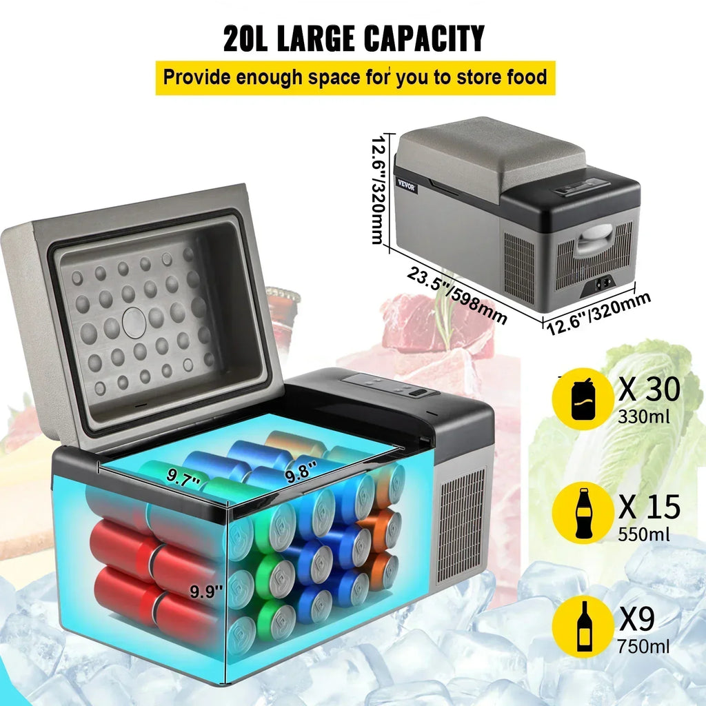 20L Car Mini Fridge Auto Portable Small Refrigerator Mini Electric Cooler