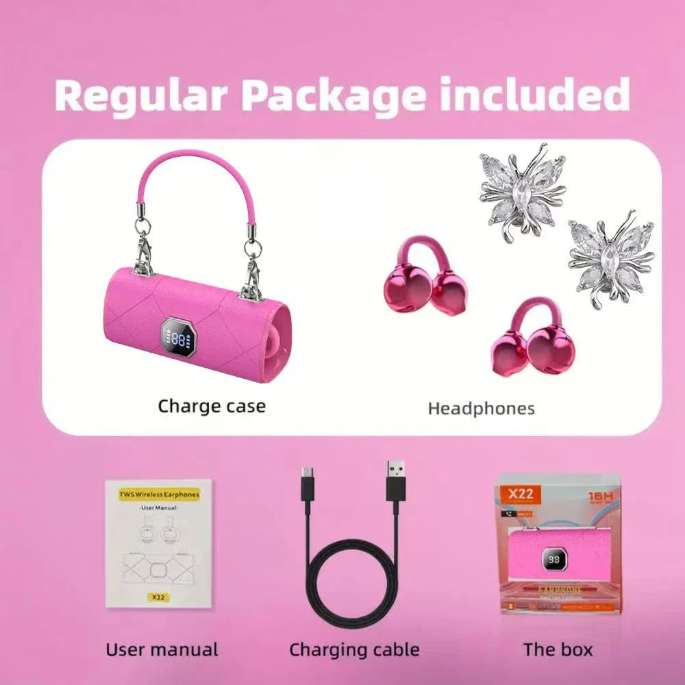 Fashion Clip-On Wireless Headphones With Butterfly Earrings Bluetooth 6.0 LED Display HiFi Sound Sport Earbuds