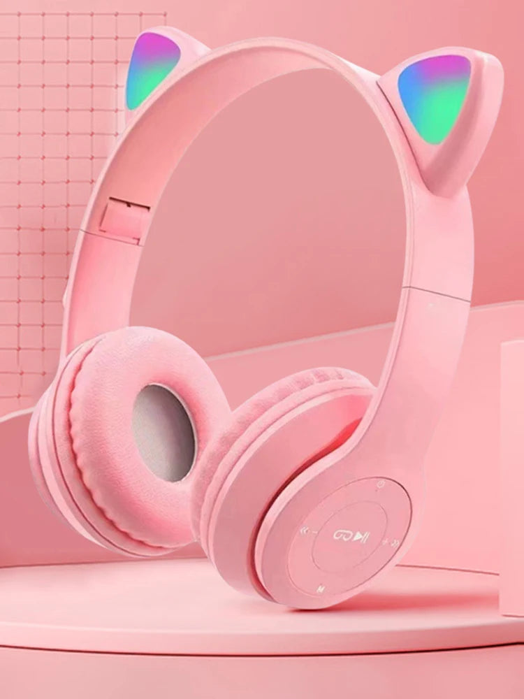 Wireless Cat Ear Gaming Headset with Glow Light