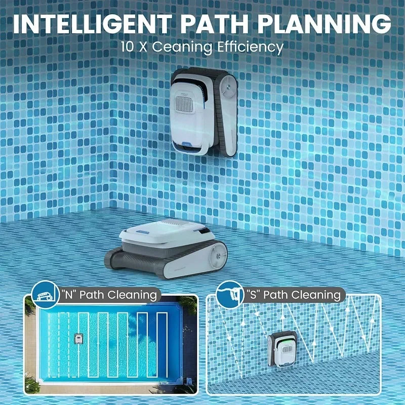 Cordless Robotic Pool Vacuum Cleaner with Wall Climbing