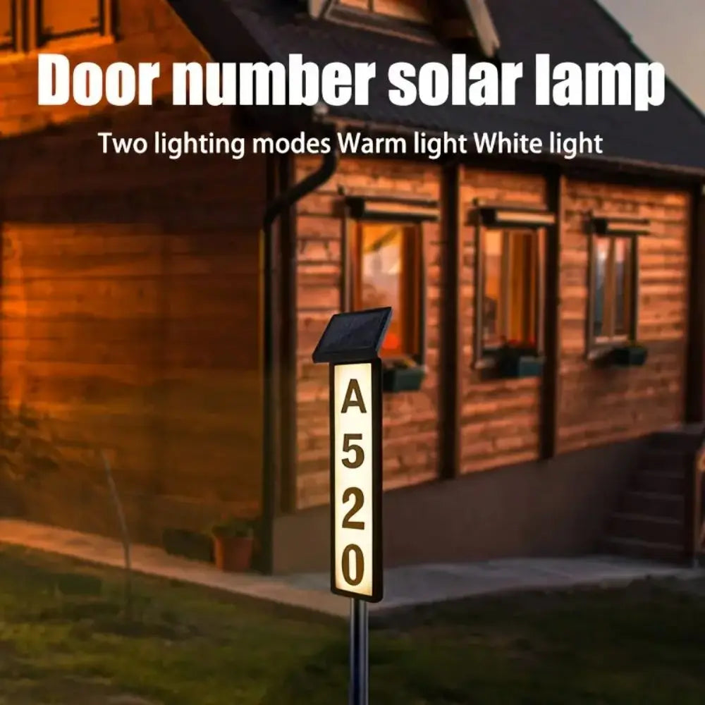 Solar House Address Sign With Lighting, Pole Mount