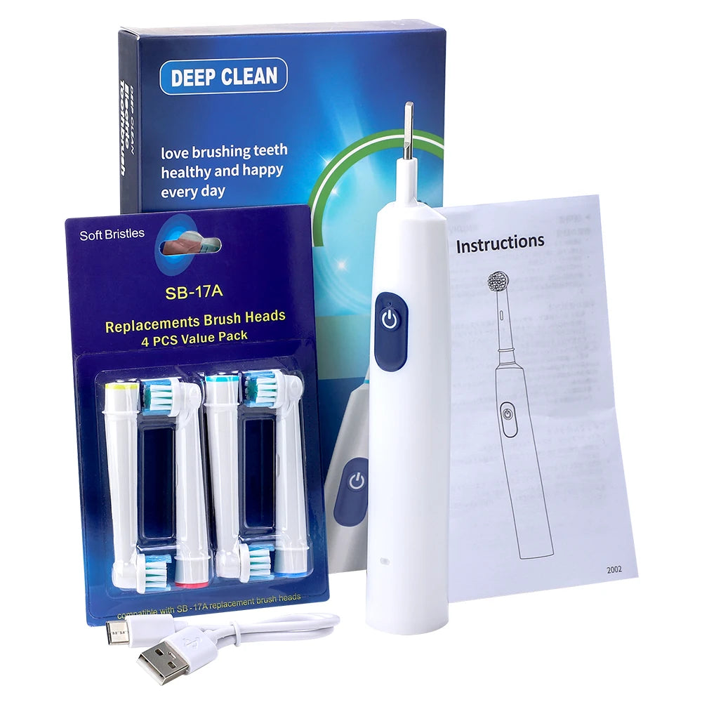 Smart Rotating Timing Electric Toothbrush, with 4 Heads, 5 Modes