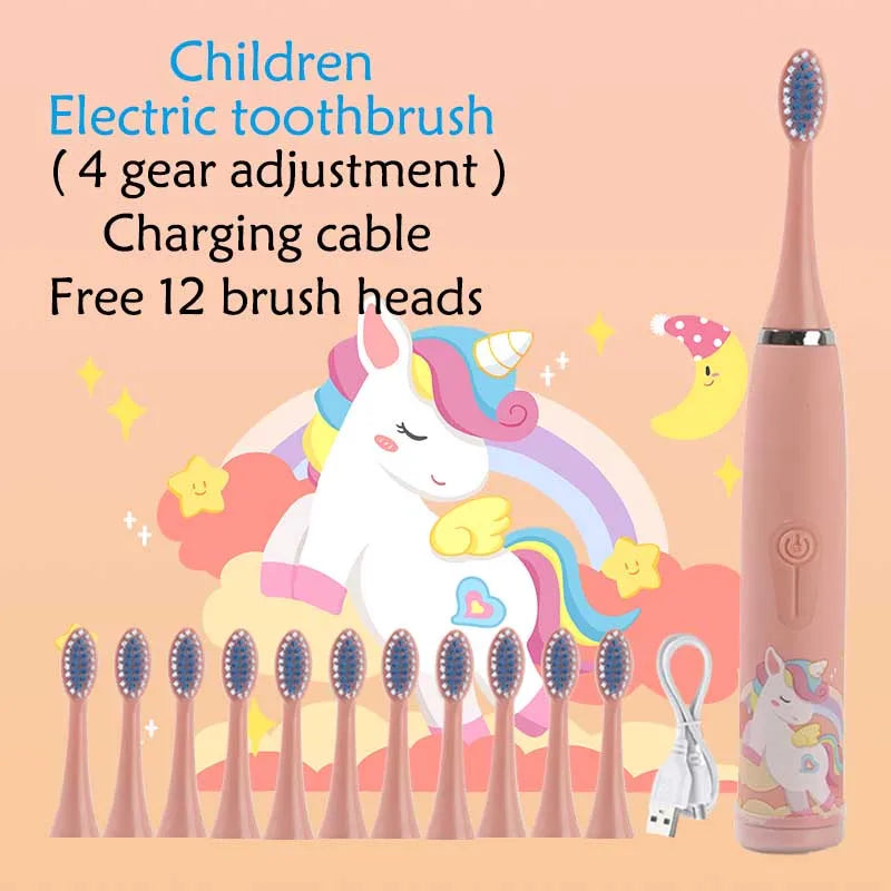 Children Rechargeable Sonic Toothbrush  With Replacement Head