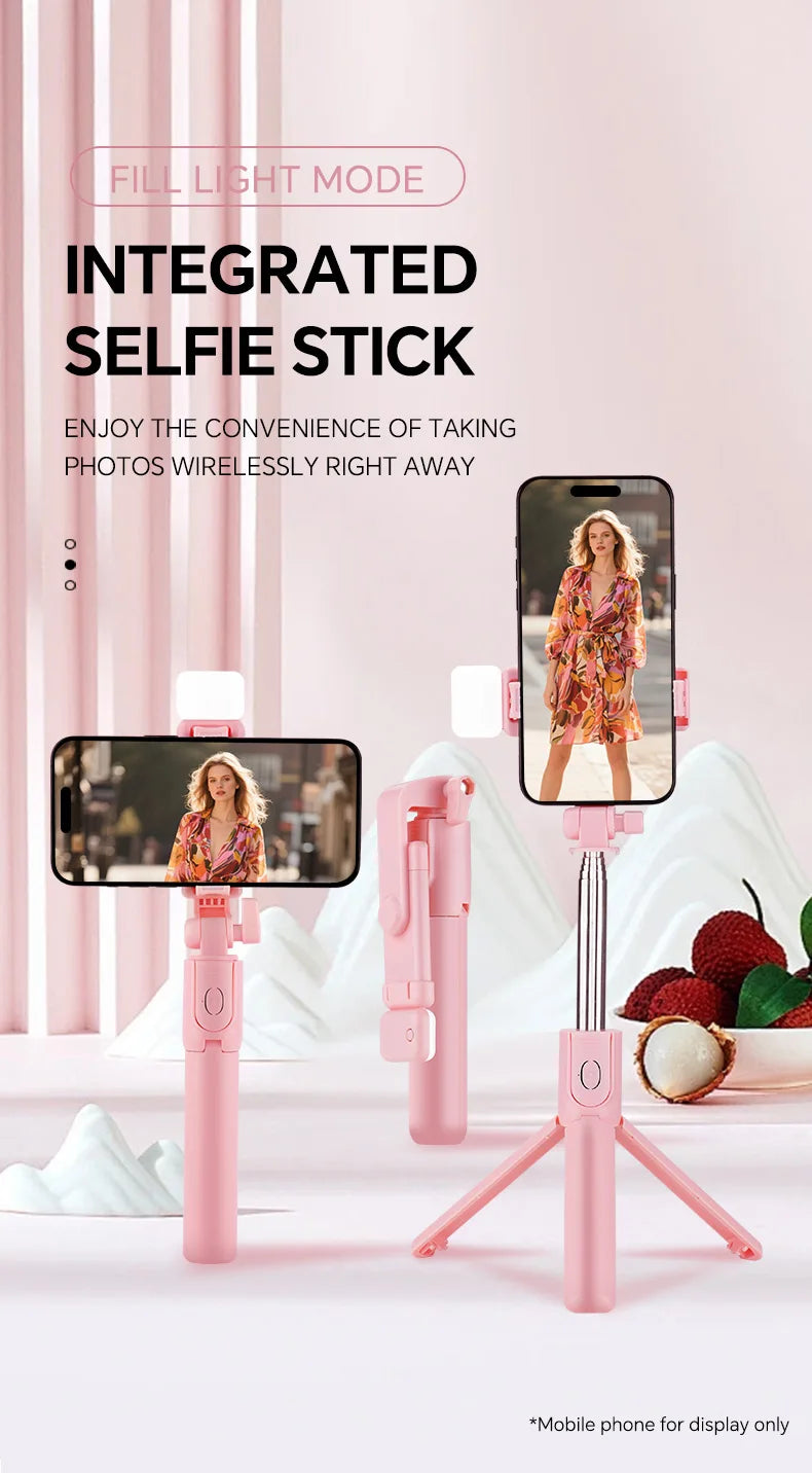 Scalable Phone Selfie Stick With Built-in Fill Light  Professional Live Stream