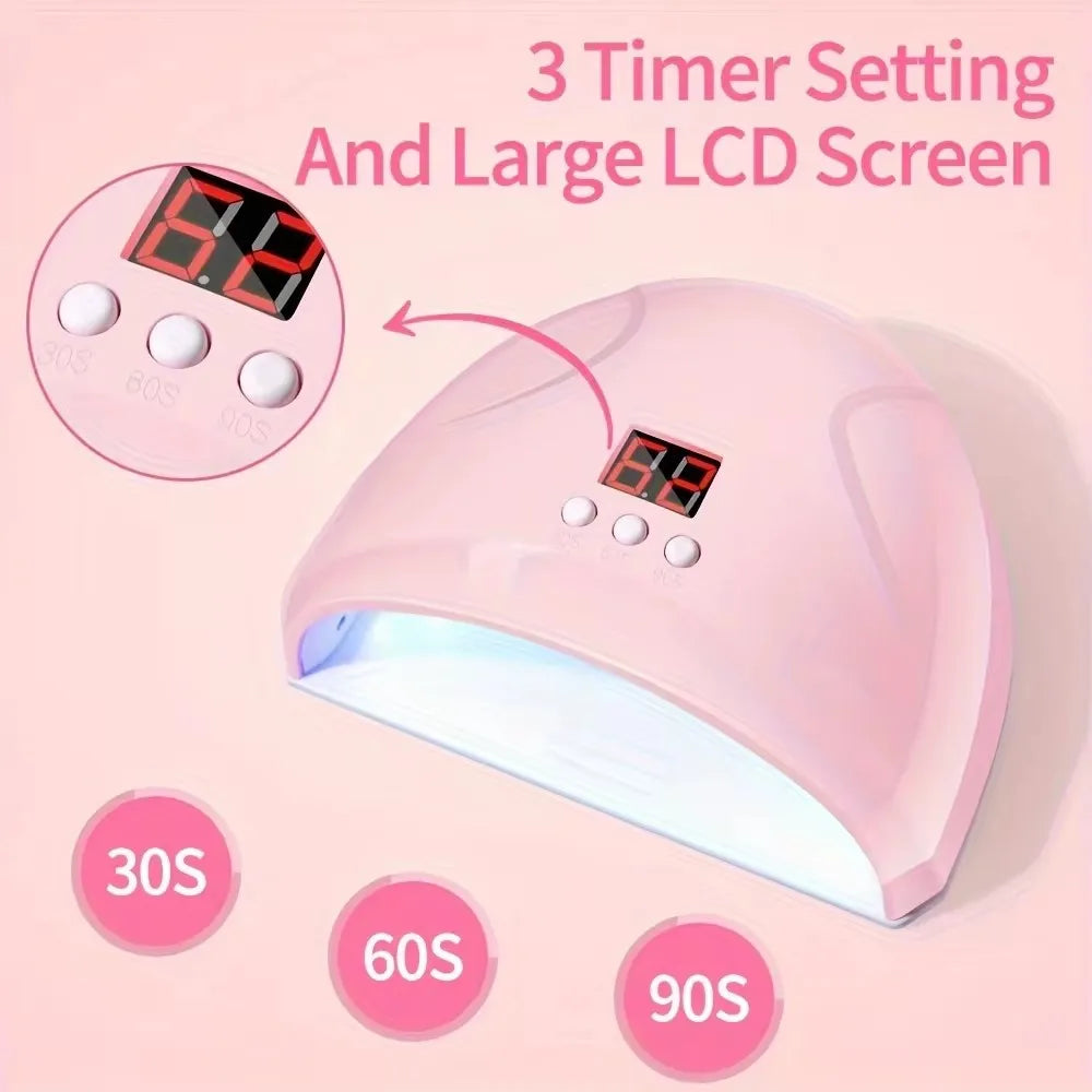 Professional Electric Nail Drill Polish File Kit with UV LED Lamp Gel Manicure Dryer Lamp Acrylic Starter Set