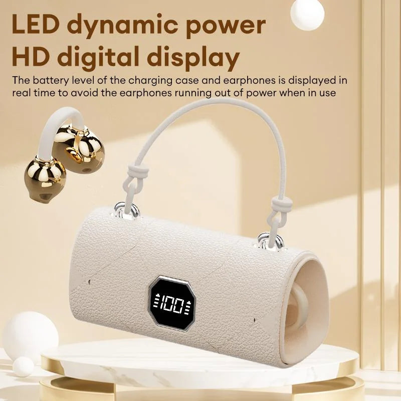 Fashion Clip-On Wireless Headphones With Butterfly Earrings Bluetooth 6.0 LED Display HiFi Sound Sport Earbuds