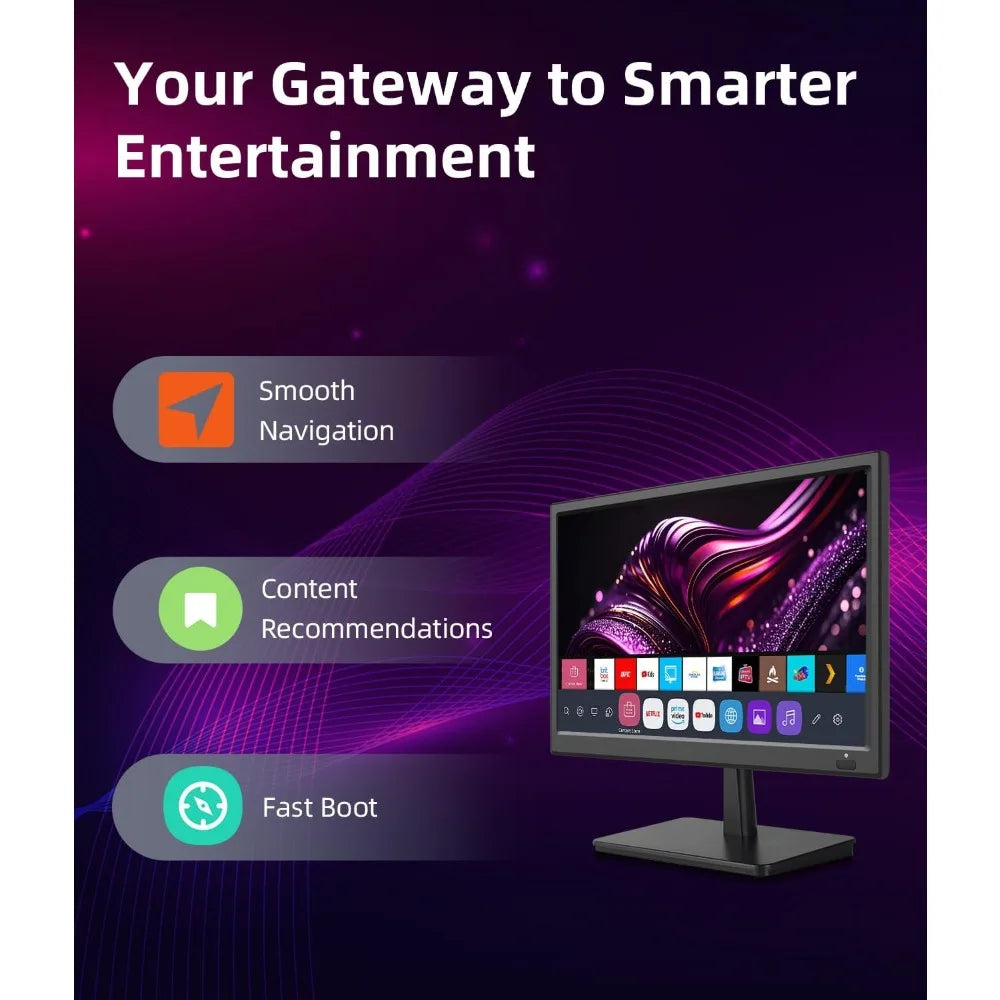 Feihe 15.6 Inch Small Smart TV HD 1080P LED, Flat Screen Smart Television with ATSC Tuner/HDMI/USB/AV for Kitchen