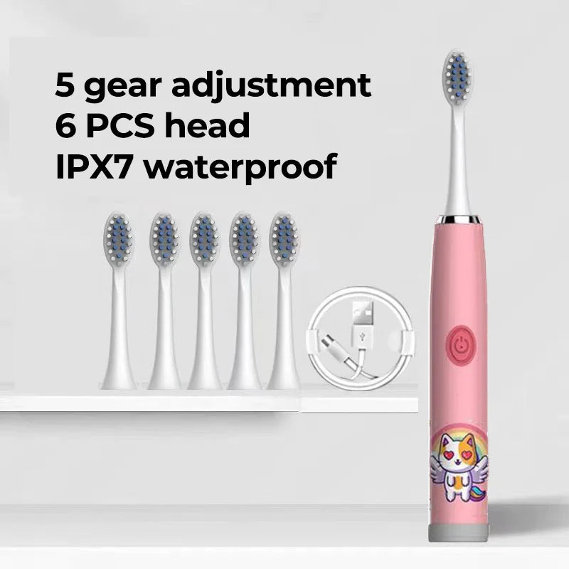 Children Rechargeable Sonic Toothbrush  With Replacement Head
