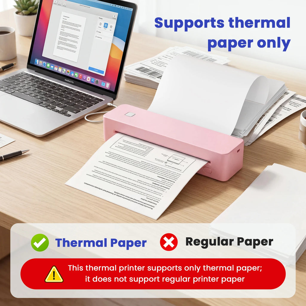 Portable Thermal Printer PDF Printing 1500mAh Battery Support Android iOS