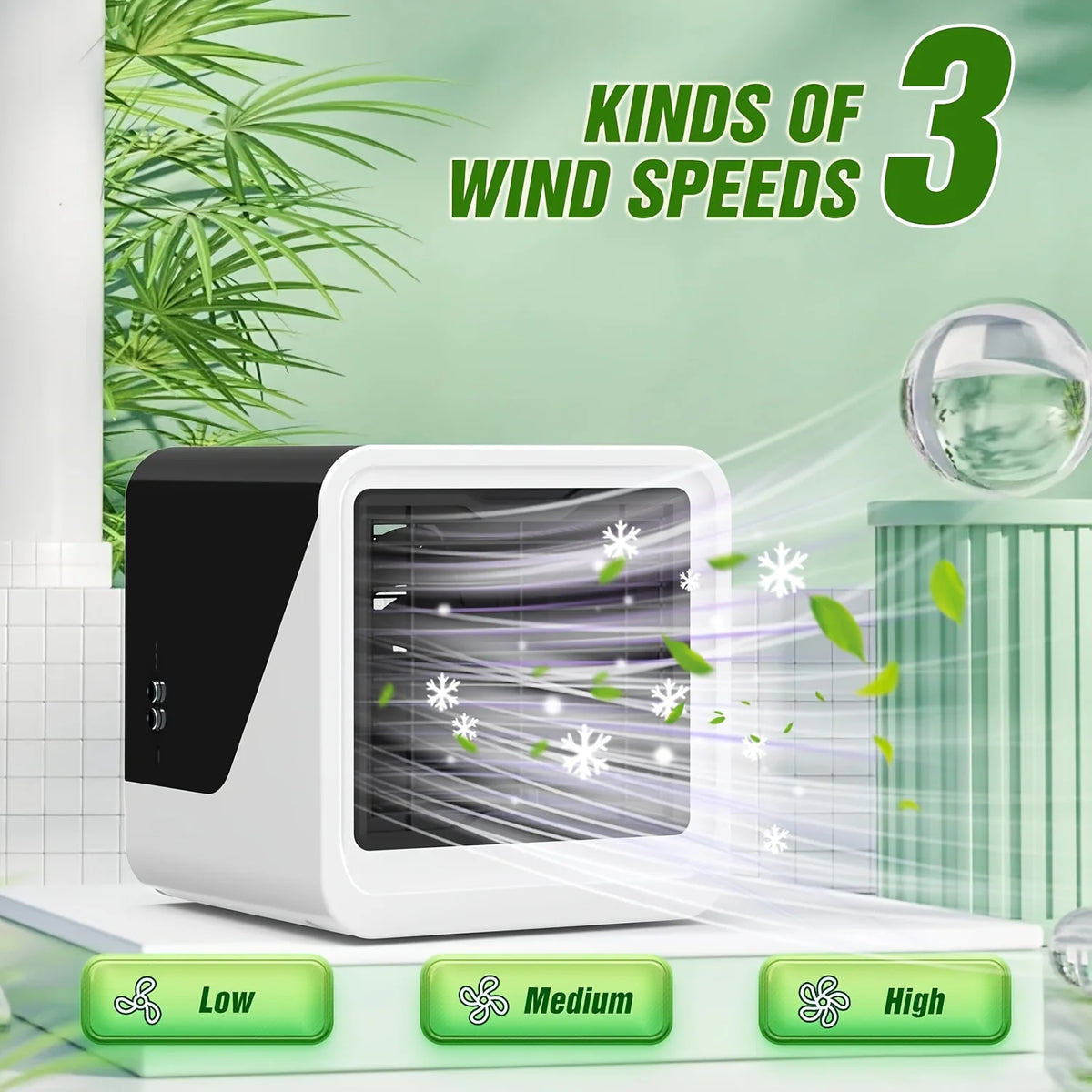 Portable Air Conditioners, USB Personal Mini Air Conditioner with 3-Speed Touch Screen