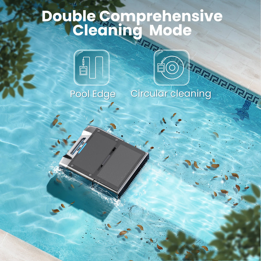 Robotic Solar Pool Skimmer Vacuum with Remote Control Smart Obstacle Avoidance Auto-Parking Pool Cleaner 6L Large-Capacity Basket