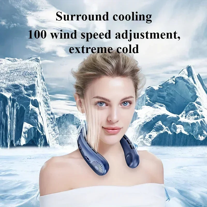Wearable Neck Fan Low Noise 5 Speed Hands Free Cooling Fan Air Cooler