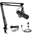 Dynamic Microphone Kit, podcast microphone with noise reduction, gaming microphone equipped with boom arm, featuring mute button