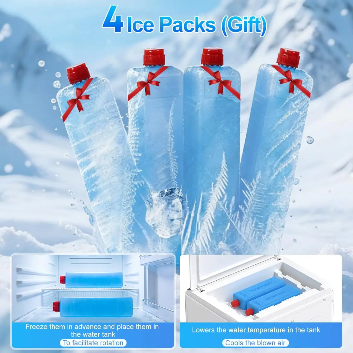Portable Air Conditioner — 3-in-1 Evaporative Air Cooler (3 Modes, 3 Fan Speeds), 8-Liter Large-Capacity Water Tank