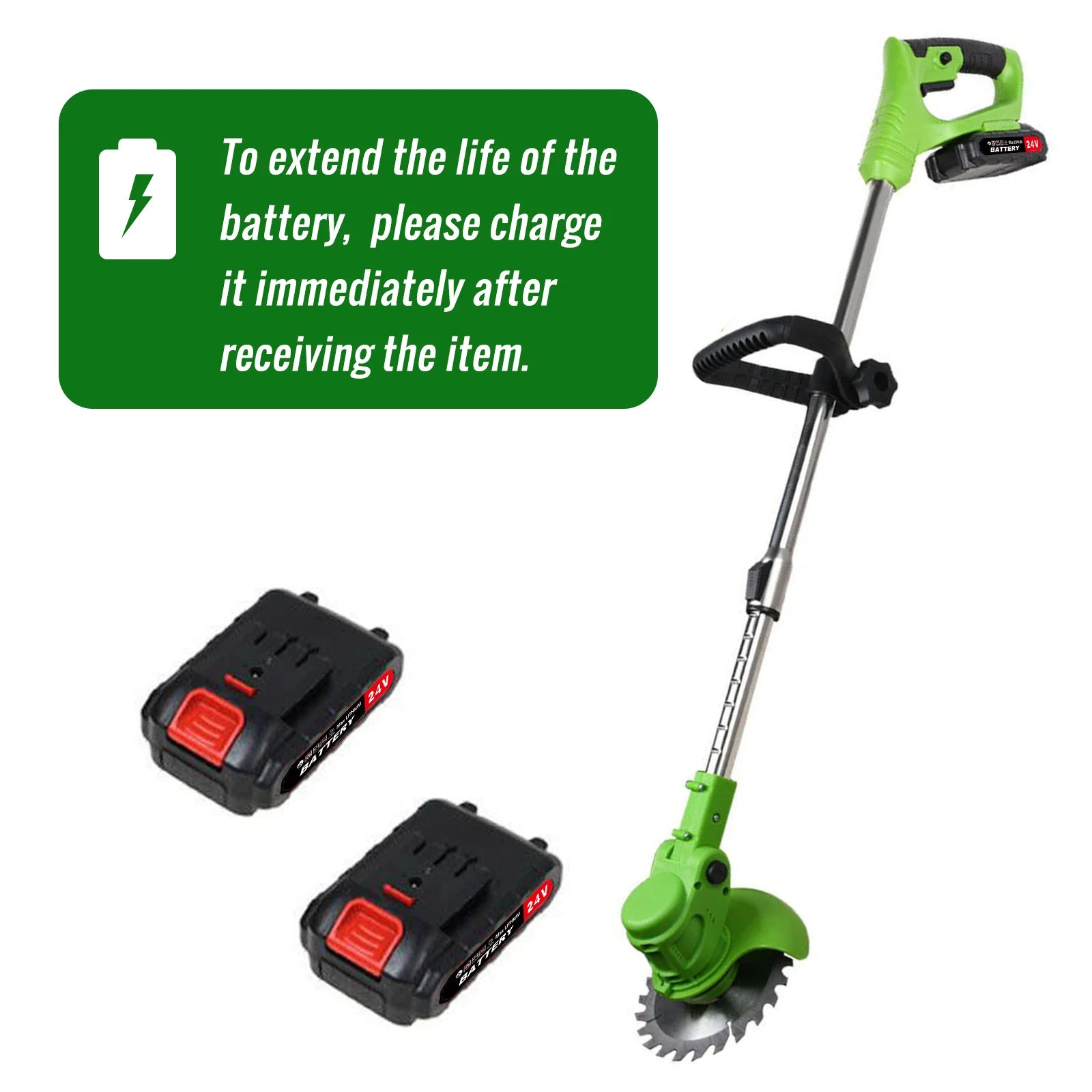 Electric Lawn and Weed Trimmer with 2 x Battery for Yard Garden