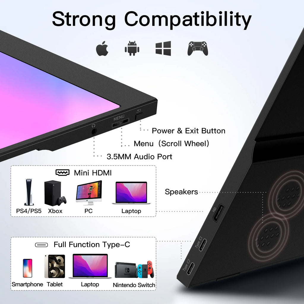 Portable Monitor for Laptop, 15.6 inch 1080P  with HDR