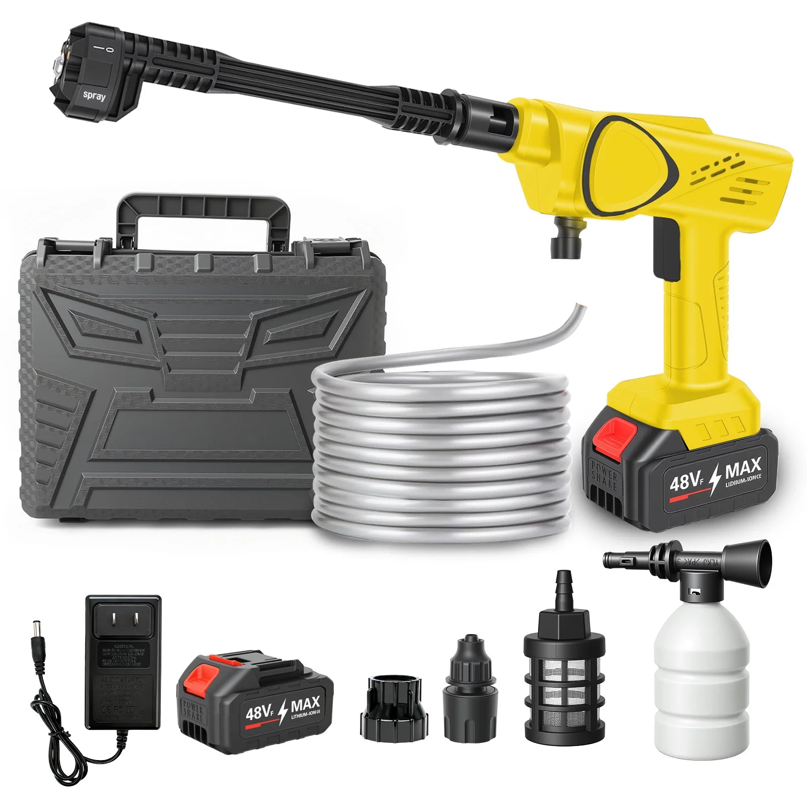 21V Cordless Pressure Washer  6-in-1 Adjustable Nozzle