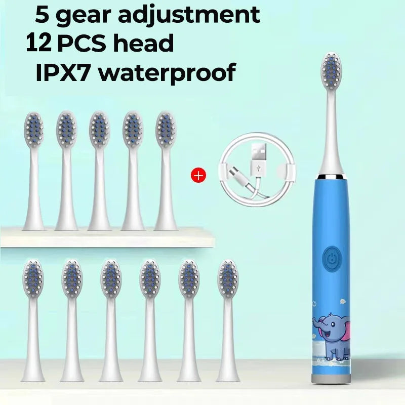 Children Rechargeable Sonic Toothbrush  With Replacement Head