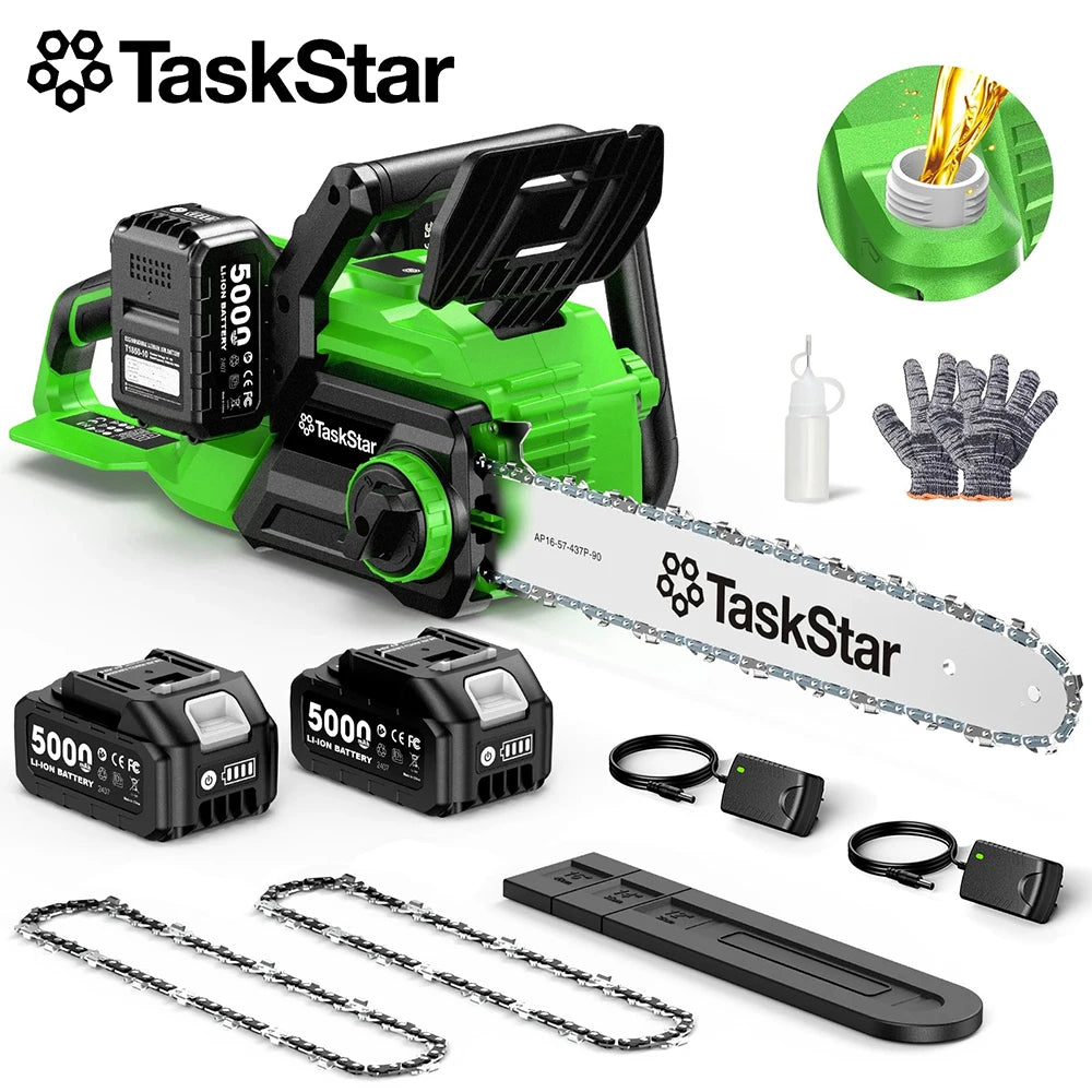 40V Electric 16-inch Cordless Chainsaw With 2 5.0Ah Batteries Power Tools For Wood Cutting Tree Trimming