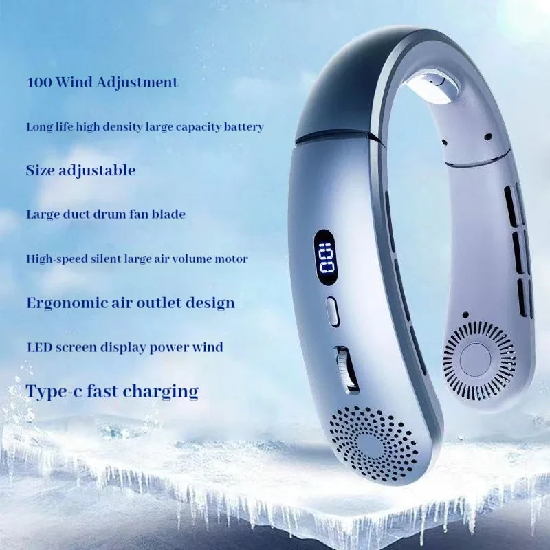 Wearable Neck Fan Low Noise 5 Speed Hands Free Cooling Fan Air Cooler