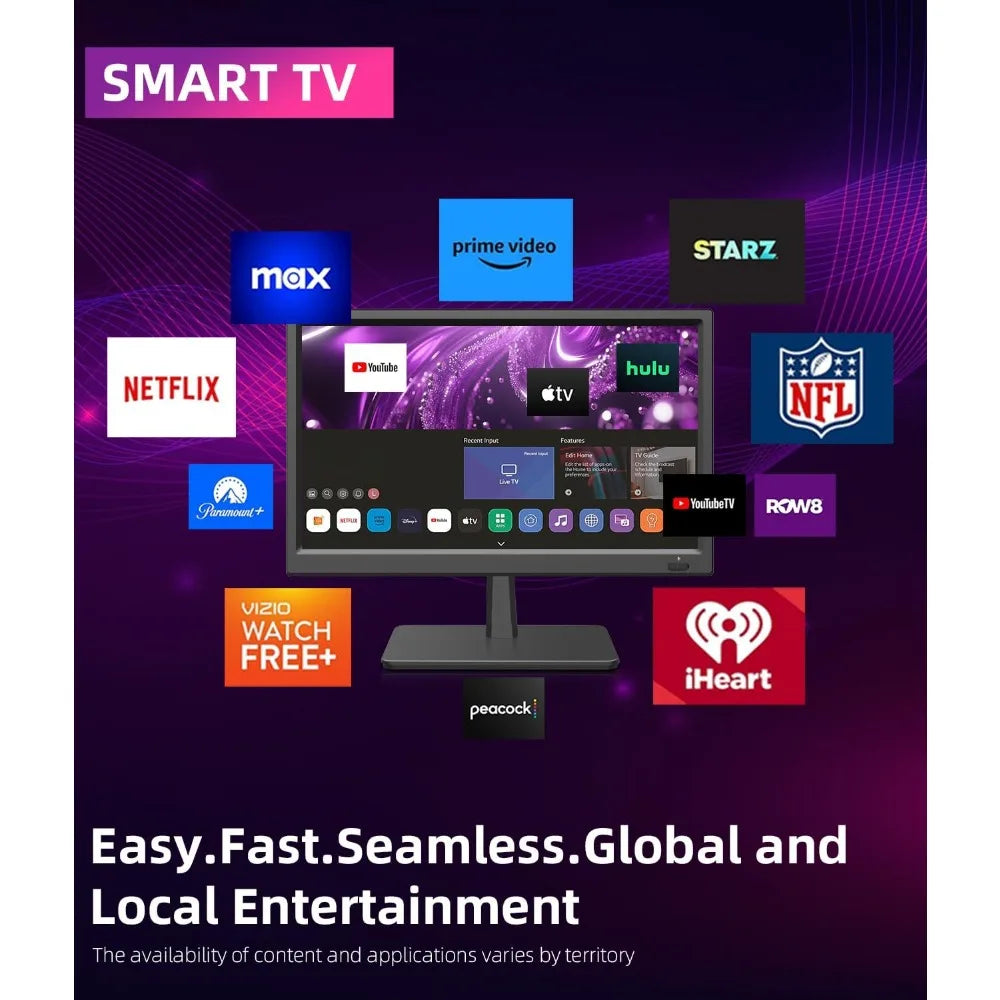Feihe 15.6 Inch Small Smart TV HD 1080P LED, Flat Screen Smart Television with ATSC Tuner/HDMI/USB/AV for Kitchen