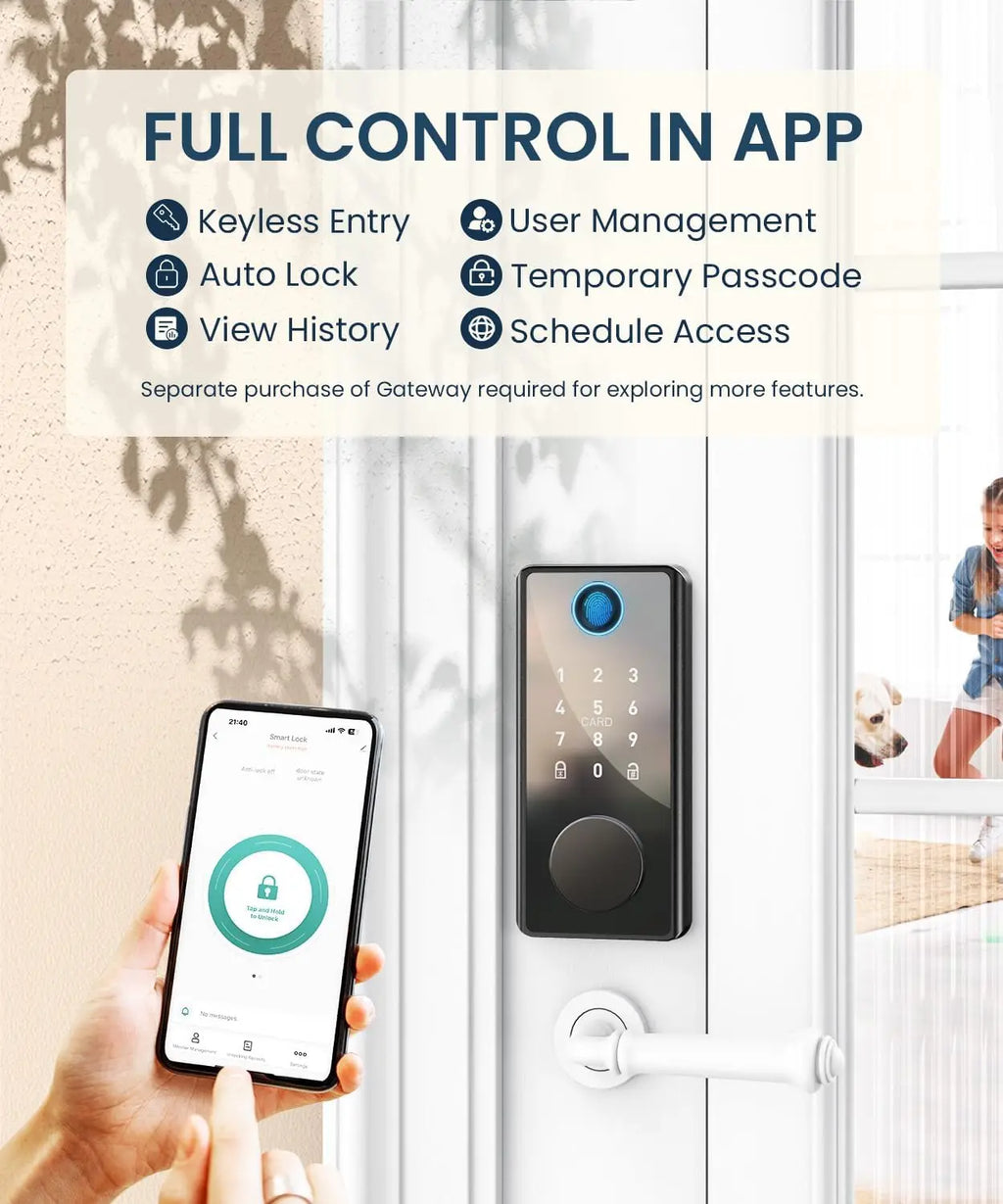Fingerprint smart door lock with electronic keypad
