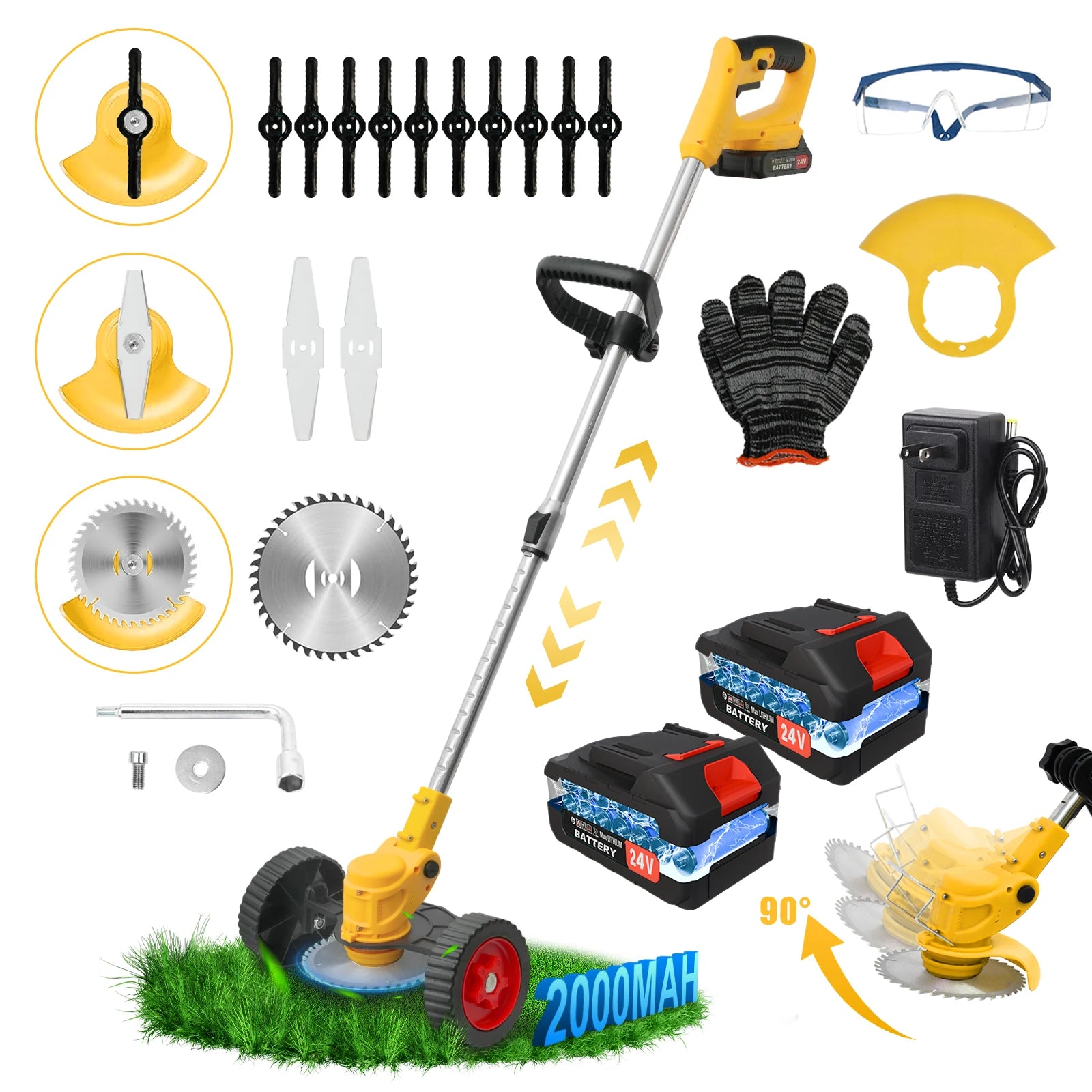 Cordless Grass Trimmer  21V With 2x24V  650W Brush Cutter 18000 RPM