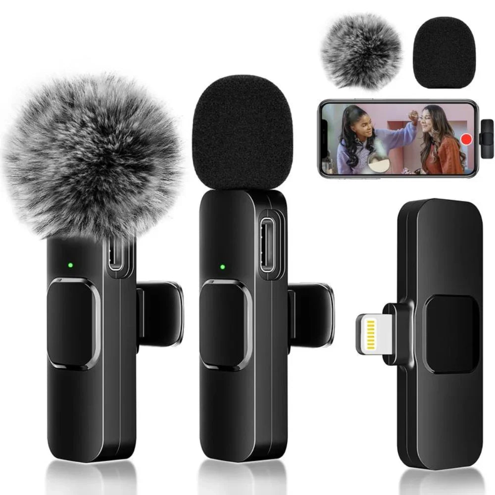 2 Pcs Wireless Lavalier Microphone, Mini Clip-on Mic with Crystal Clear Sound Quality