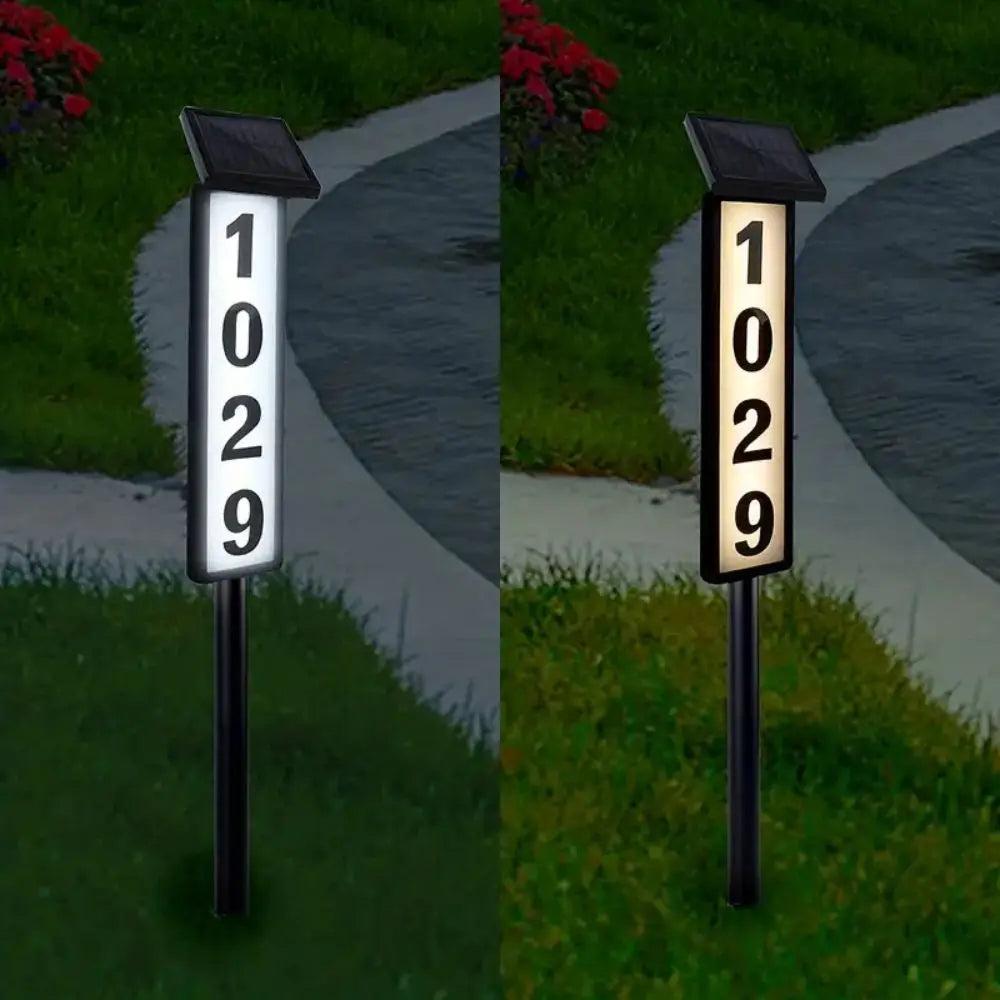 Solar House Address Sign With Lighting, Pole Mount