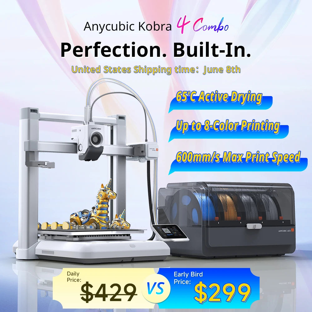 ANYCUBIC Fast Printing 3D Printer 8 Colors ACE 2 Pro Filament Drying APP Control