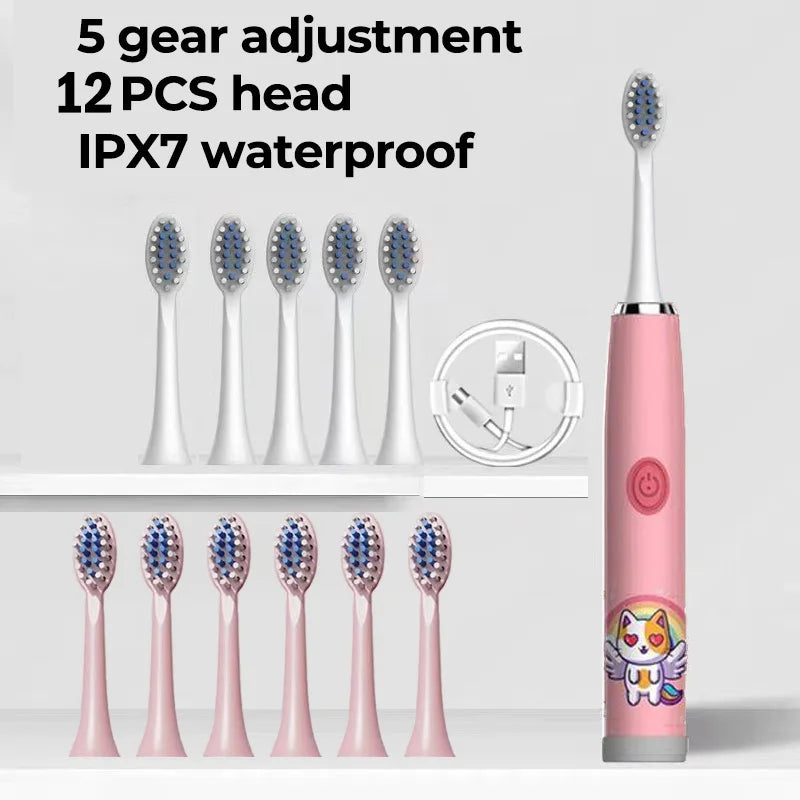 Children Rechargeable Sonic Toothbrush  With Replacement Head