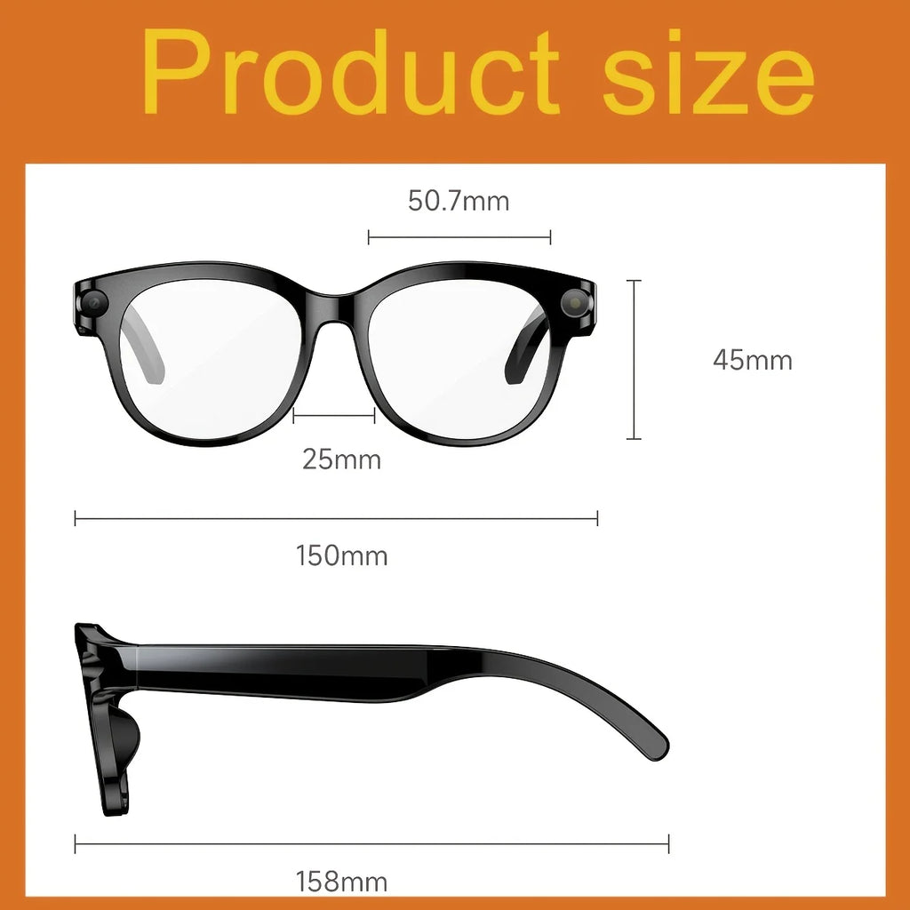 AI Smart Glasses With HD Camera Portable Charger 100+language AI Translation Bluetooth Call Music Player Sunglasses