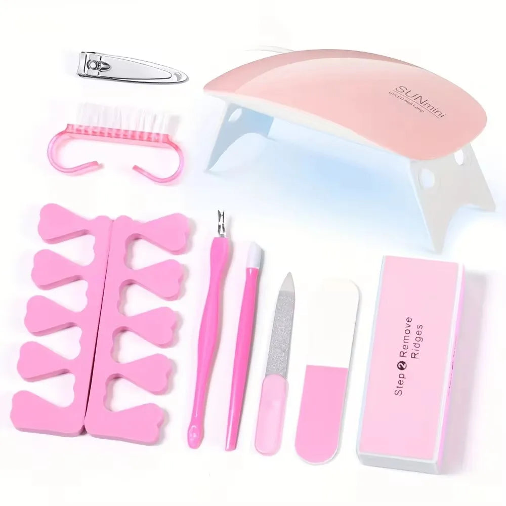 Professional Electric Nail Drill Polish File Kit with UV LED Lamp Gel Manicure Dryer Lamp Acrylic Starter Set