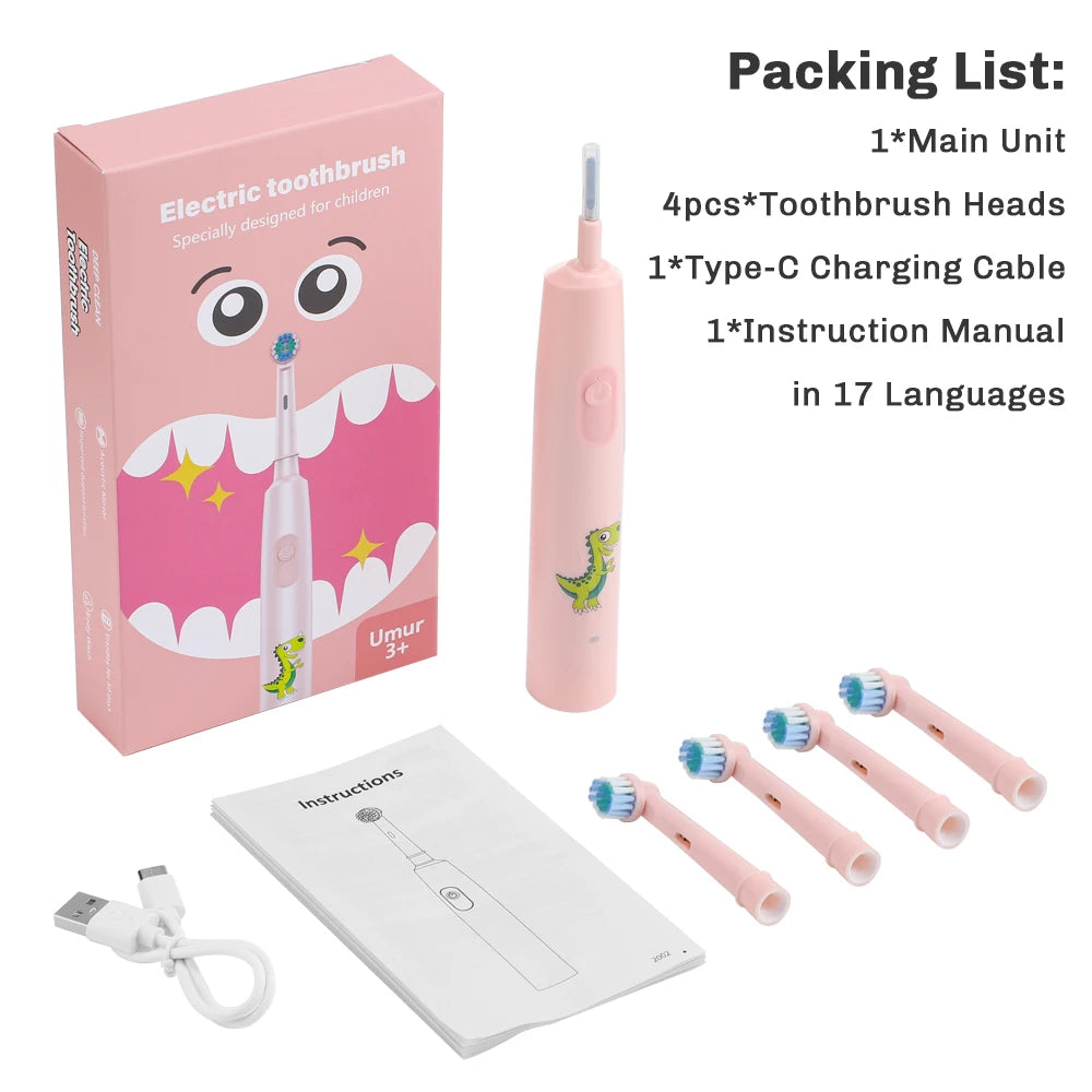 Smart Rotating Timing Electric Toothbrush, with 4 Heads, 5 Modes