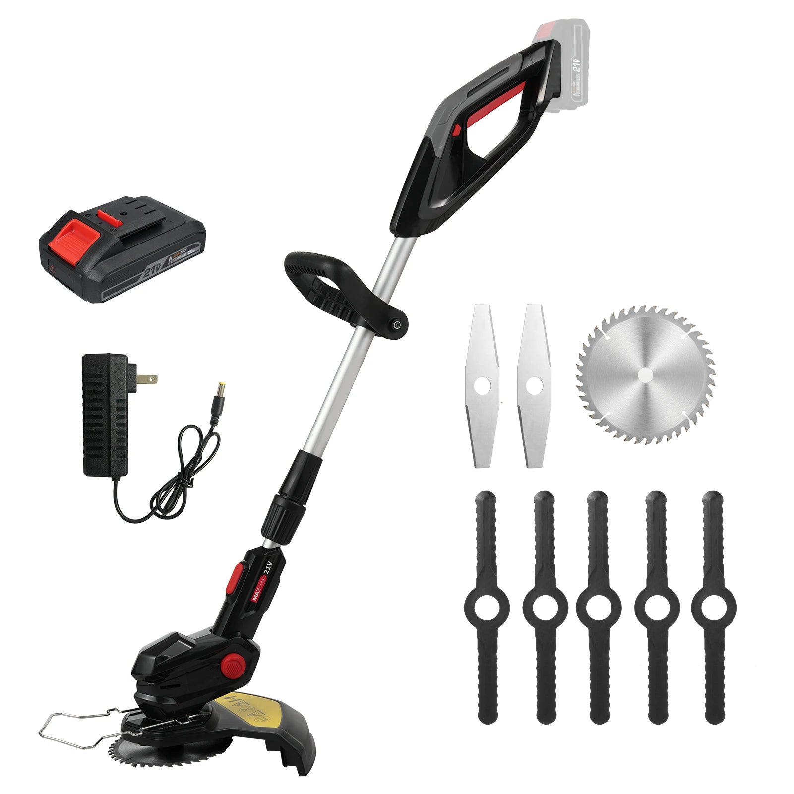 Electric Weed Wacker, Trimmer and Lawn Edger with Adjustable Length and 3 Blades