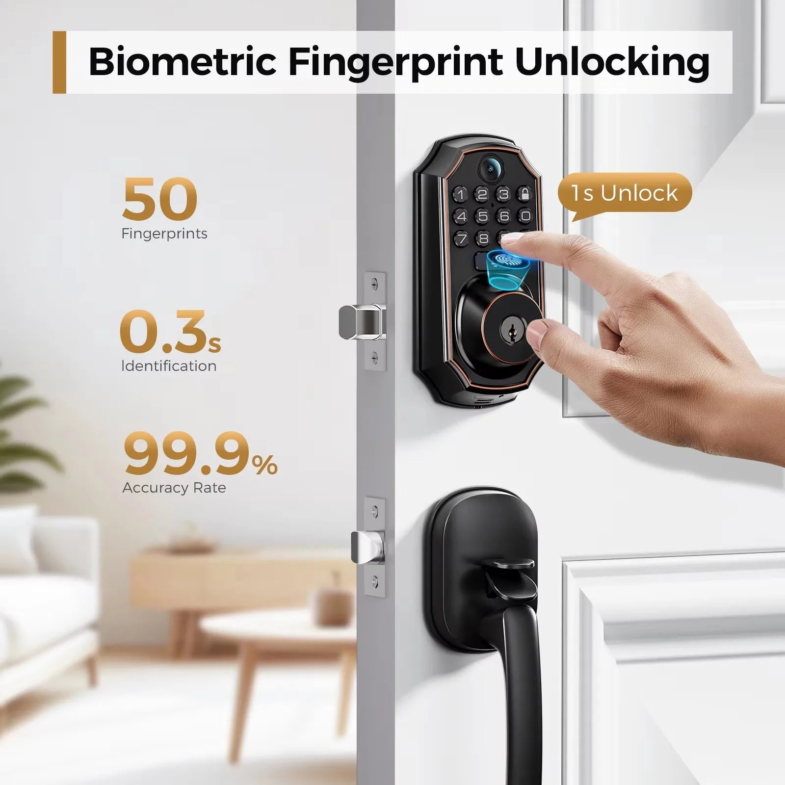 Smart Lock WiFi Keyless Door Lock with Camera , Fingerprint Entry and App-Controlled System