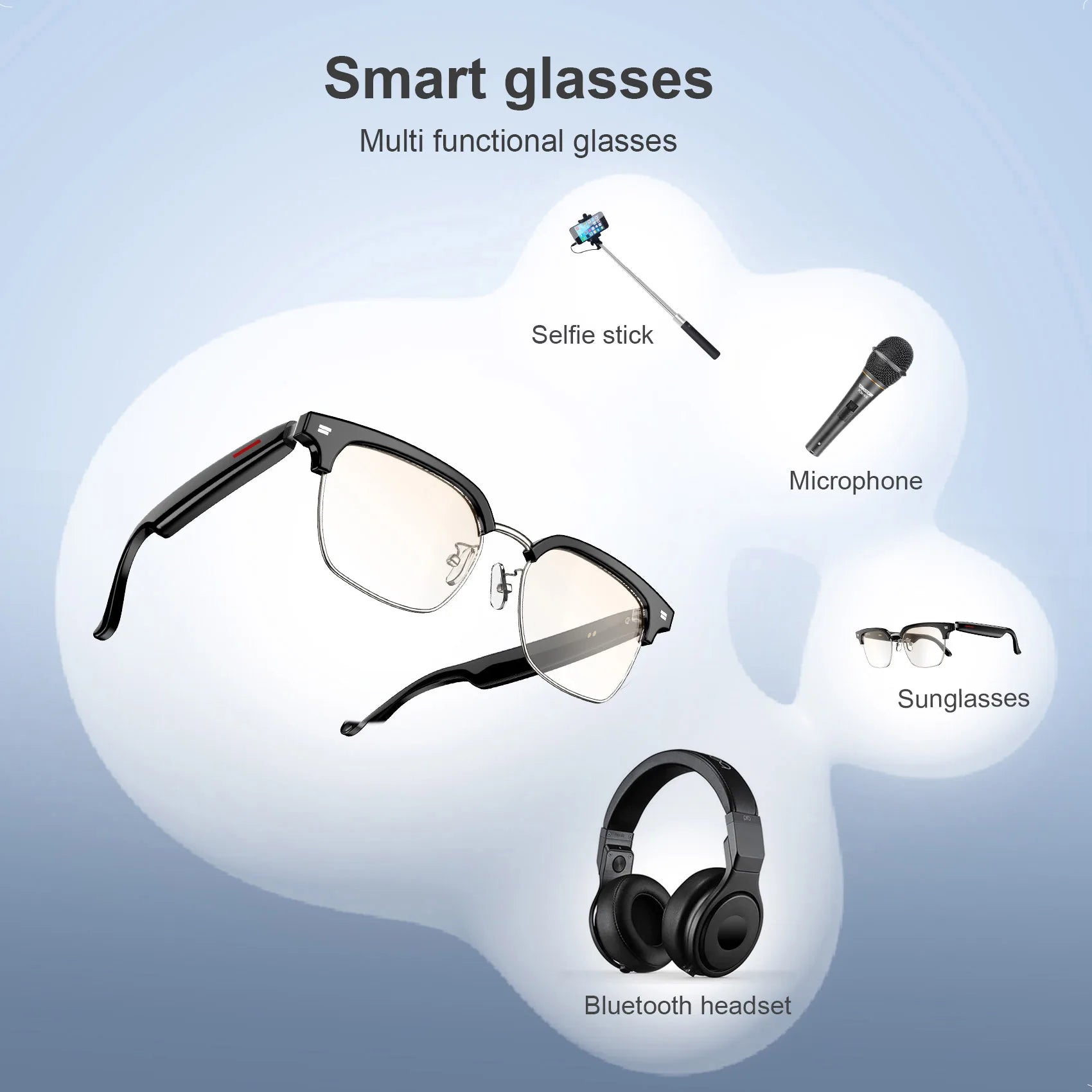 Smart Glasses / Outdoor Sport AI Voice Anti-UV Sunglasses with Mic & Speaker