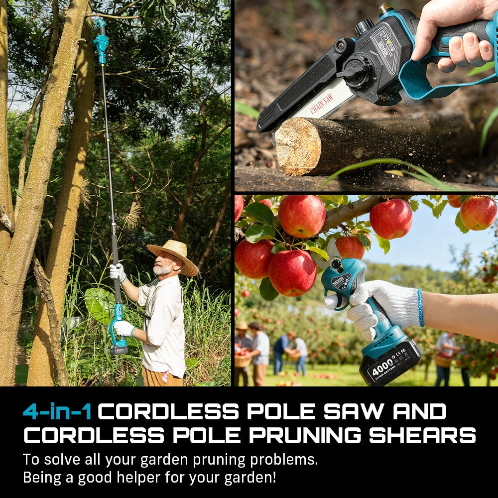 Seesii 3-in-1 Branch Scissors Electric Chainsaw Garden Pruning Tools For Makita 18V Battery Pin