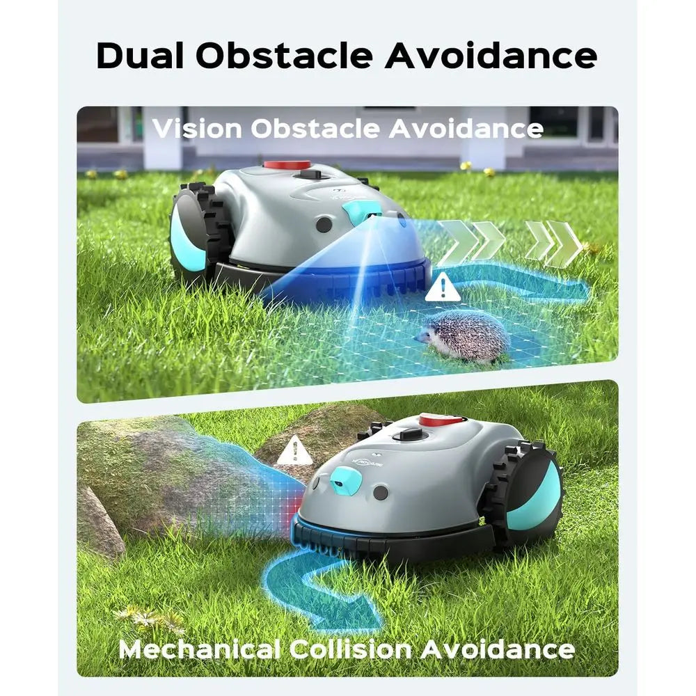 V100 Robot Lawn Mower with Navigation, Smart Obstacle Detection, Collision Sens, Adjustable Cutting Height, Low-Noise Operation—