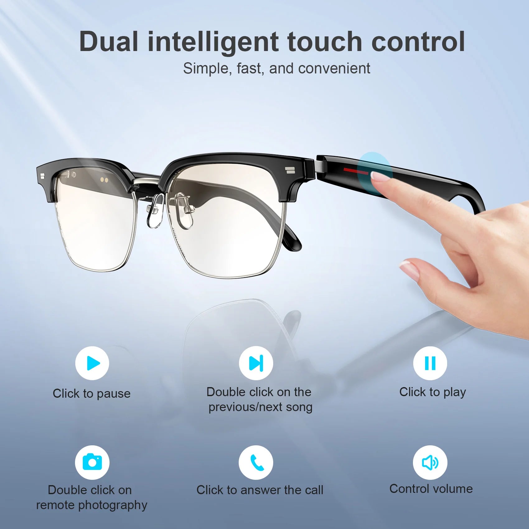 Smart Glasses / Outdoor Sport AI Voice Anti-UV Sunglasses with Mic & Speaker