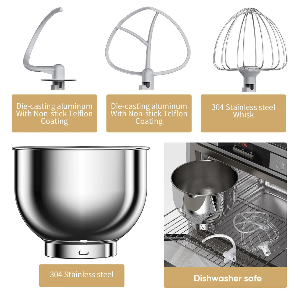 BioloMix Kitchen Food Stand Mixer, 1200W 11-Speeds DC Motor, Digital OLED Screen