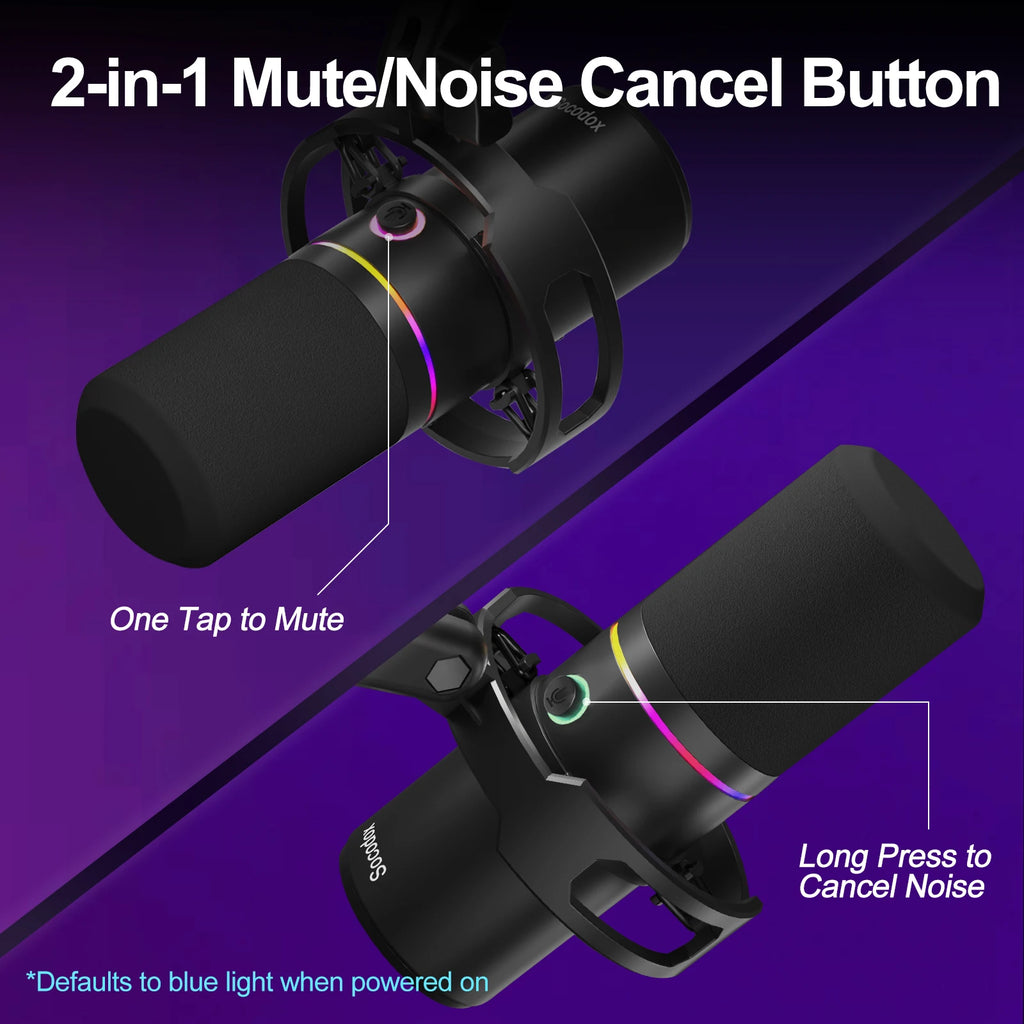 Dynamic Microphone Kit, podcast microphone with noise reduction, gaming microphone equipped with boom arm, featuring mute button
